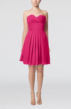 Fuschia Color Tail Dresses Uwdress Fuschia Simple Sleeveless Zip Up Chiffon Pleated Graduation Dresses