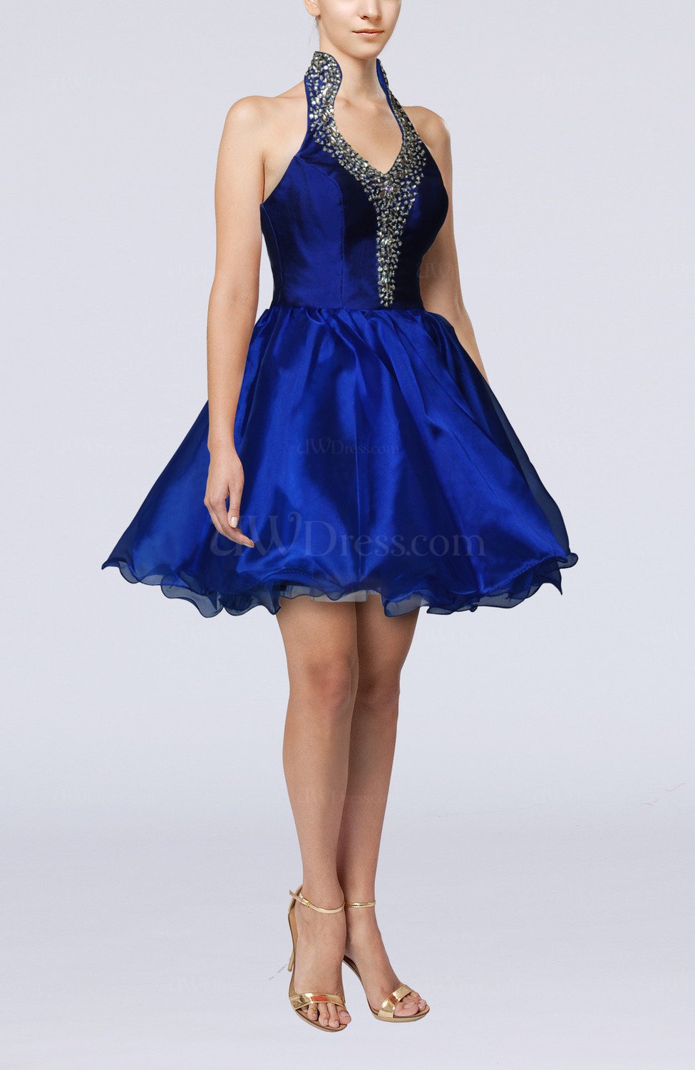 Royal Blue Cute Baby Doll Sleeveless Backless Short Party Dresses