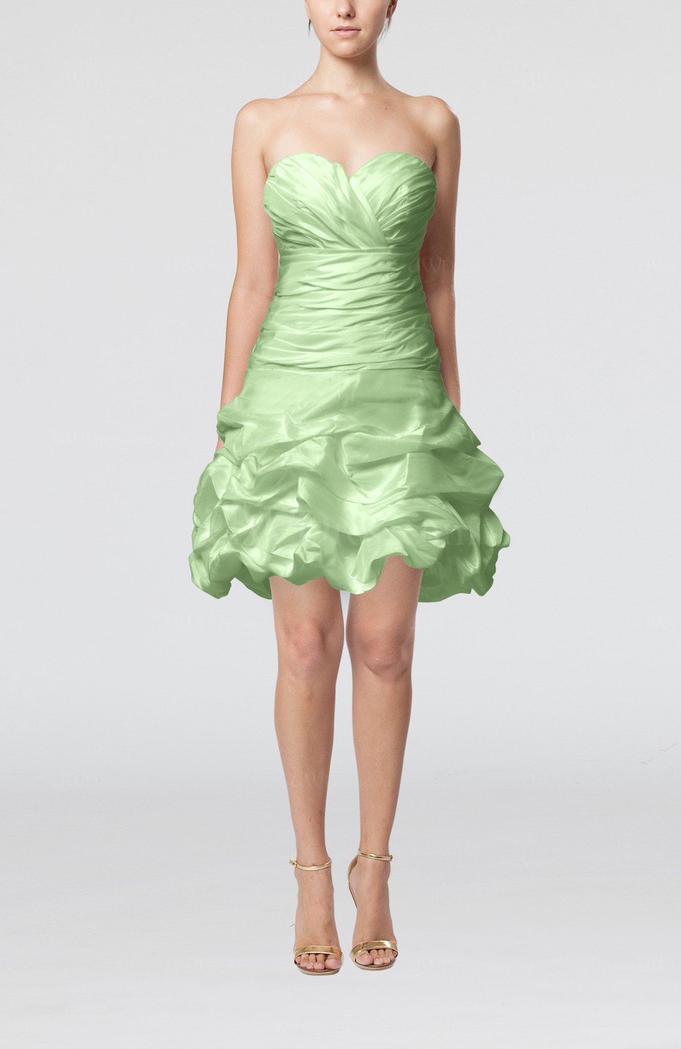 Smoke Green Cute Hall Aline Sleeveless Taffeta Short Pick up Bridal