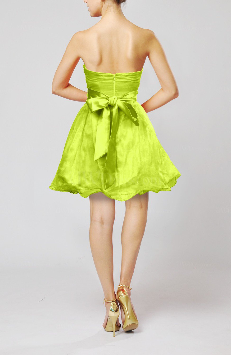 Lime Green Modern Baby Doll Sweetheart Backless Short
