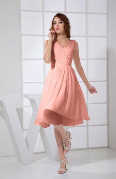 peach tea length dress
