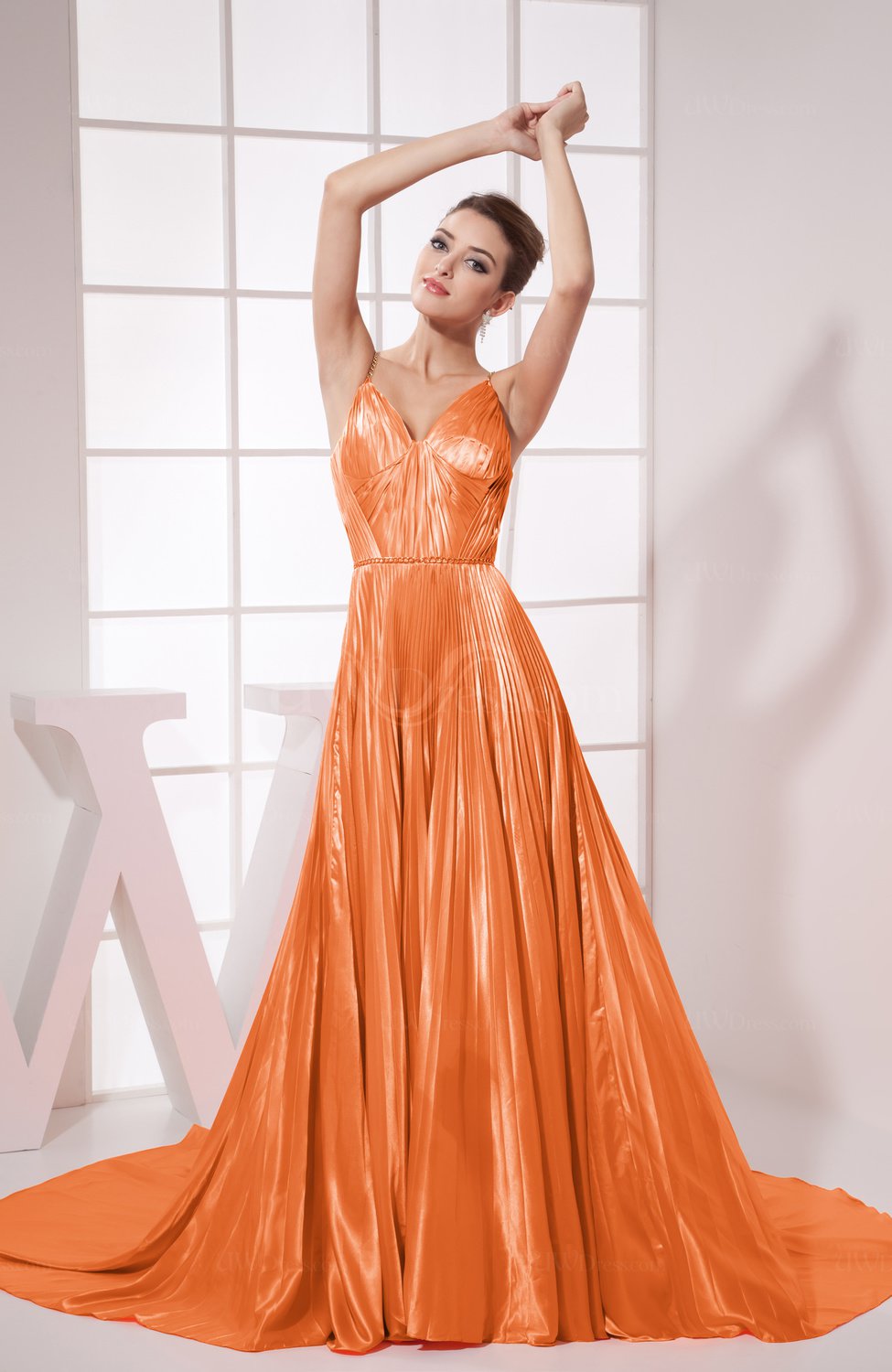 satin pleated gown