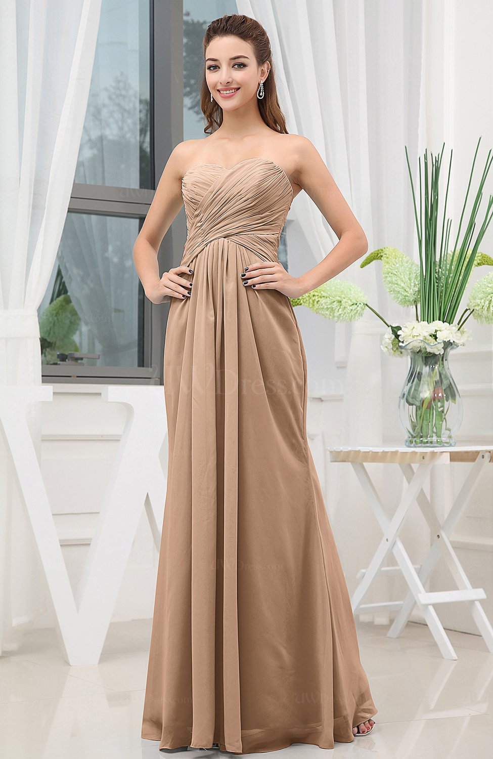 Floor length brown bridesmaid dresses