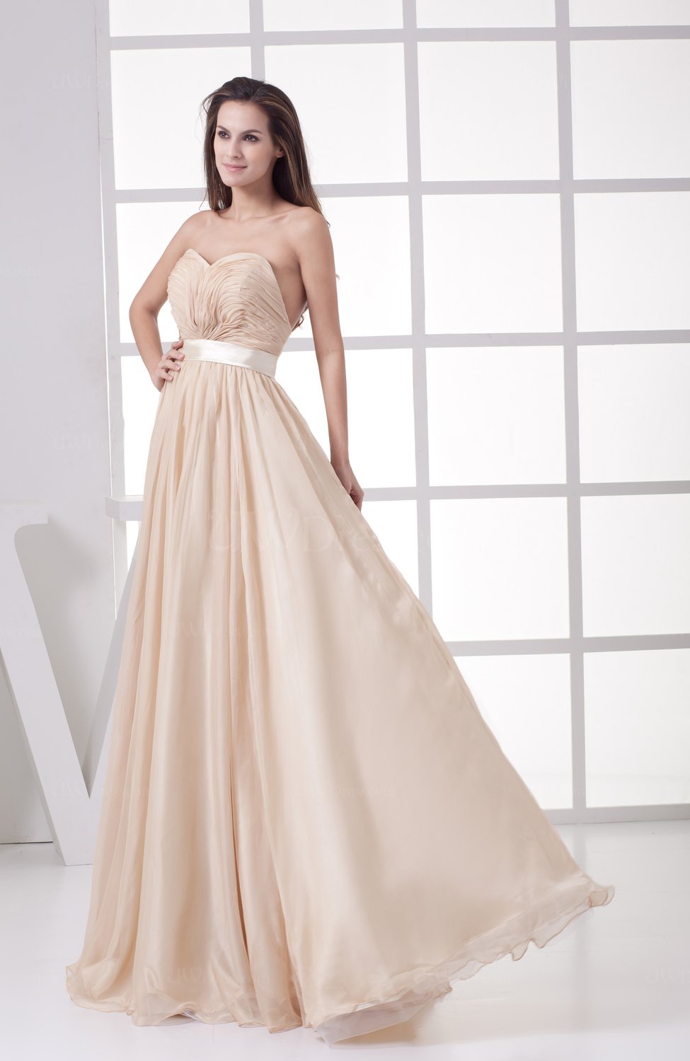 Plain Sweetheart Sleeveless Zipper Floor Length Wedding Guest Dresses UWDress