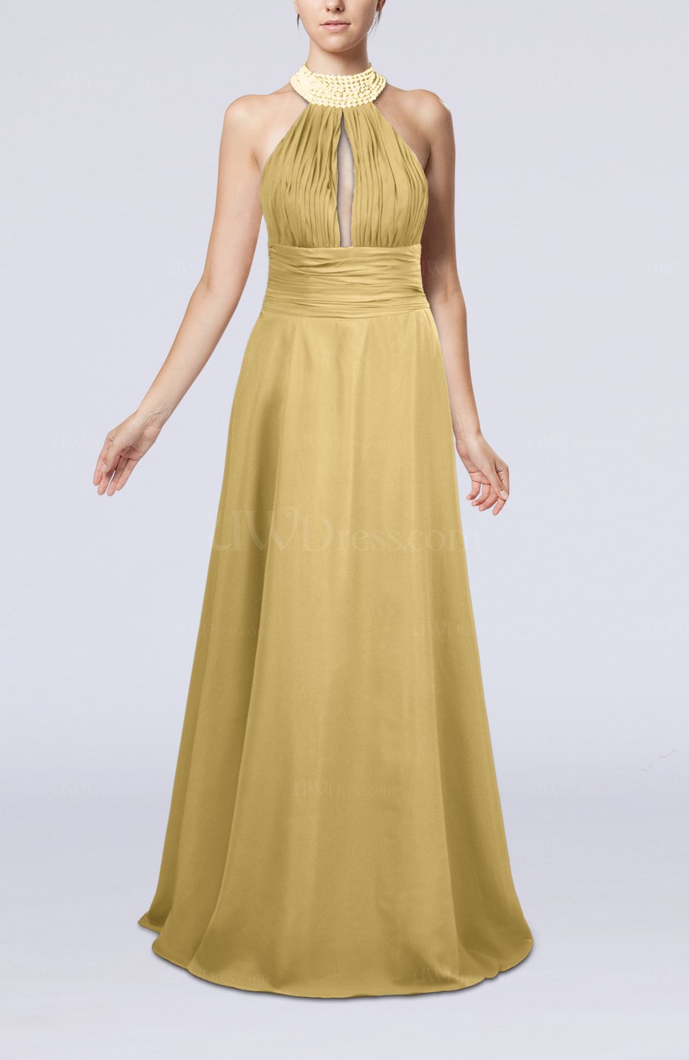 floor length gold gown