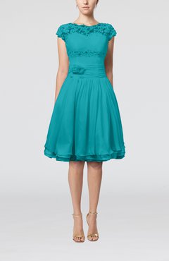 Teal Color Bridesmaid Dresses Uwdress Teal Cinderella A Line Scalloped Edge Short Sleeve Chiffon Knee Length Bridesmaid Dresses