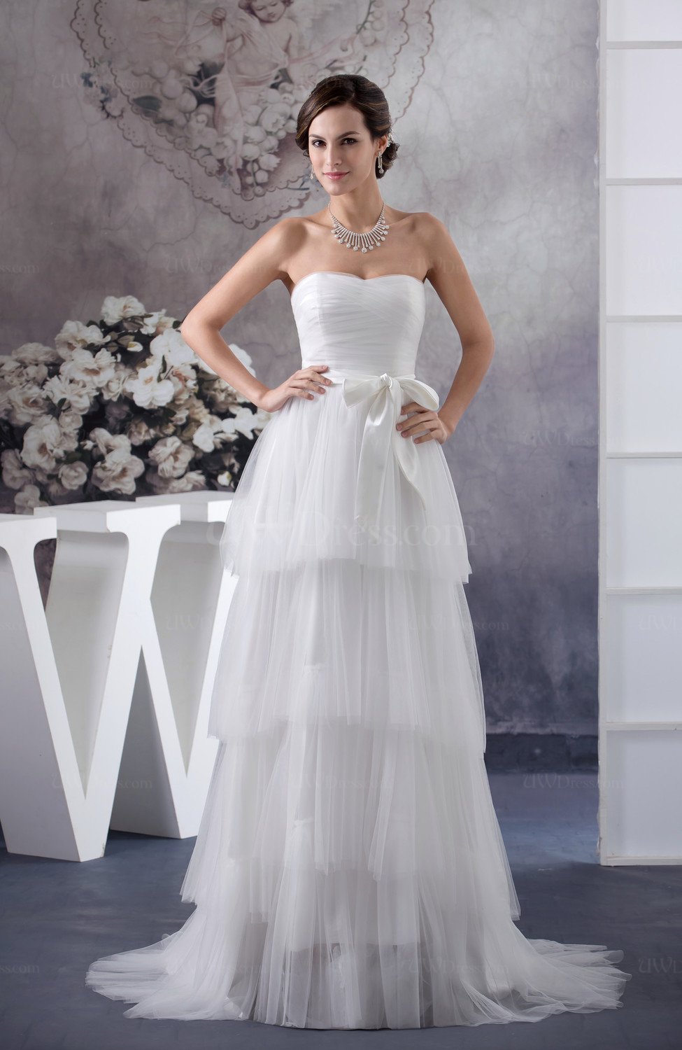 Inexpensive Bridal Gowns Plus Size Sleeveless Elegant Cinderella Spring UWDress