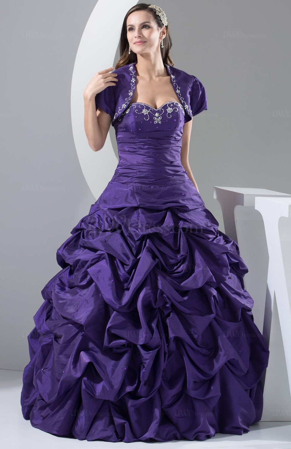 Dark Purple Ball Gown Bridal Gowns Amazing Western Fall Full Figure Expensive Unique UWDress