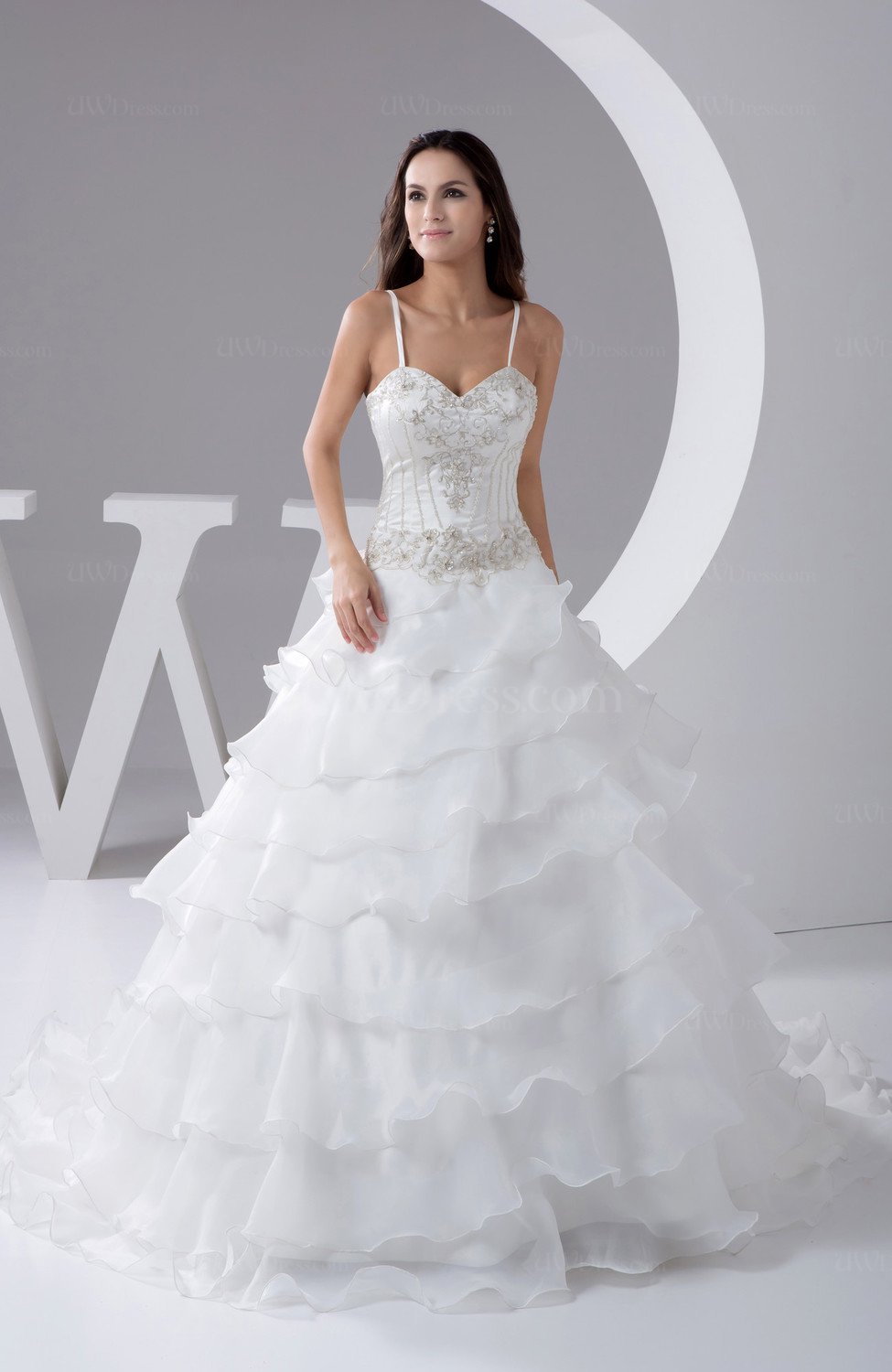 White Allure Bridal Gowns Winter Organza Open Back Unique ...