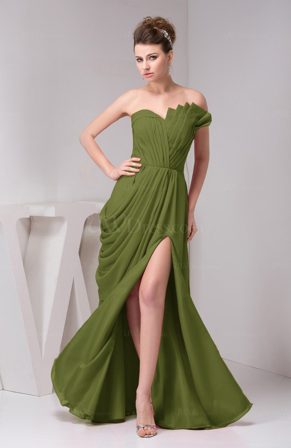 Olive Green Chiffon Bridesmaid Dress Unique Destination