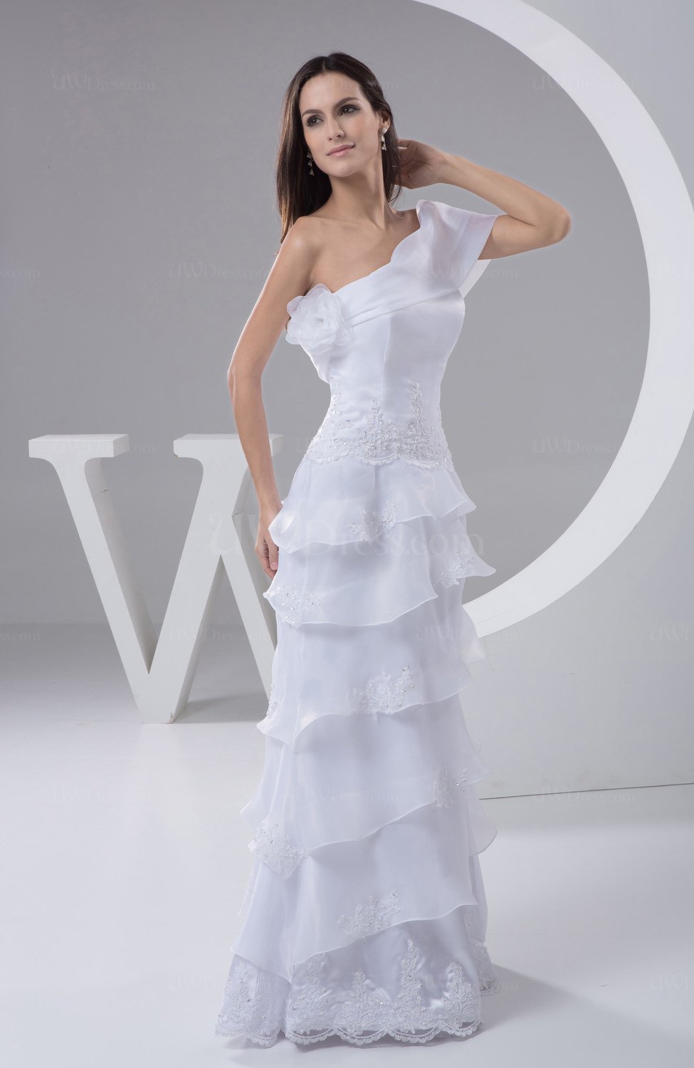 White with Sleeves Evening Dress Formal A line Fall Low Back Winter Spring Unique