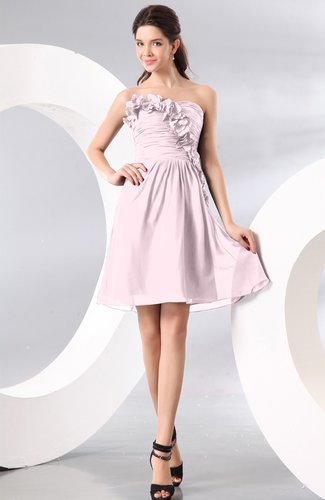 Blush Plain A Line Strapless Sleeveless Zipper Knee Length Homecoming Dresses 7130