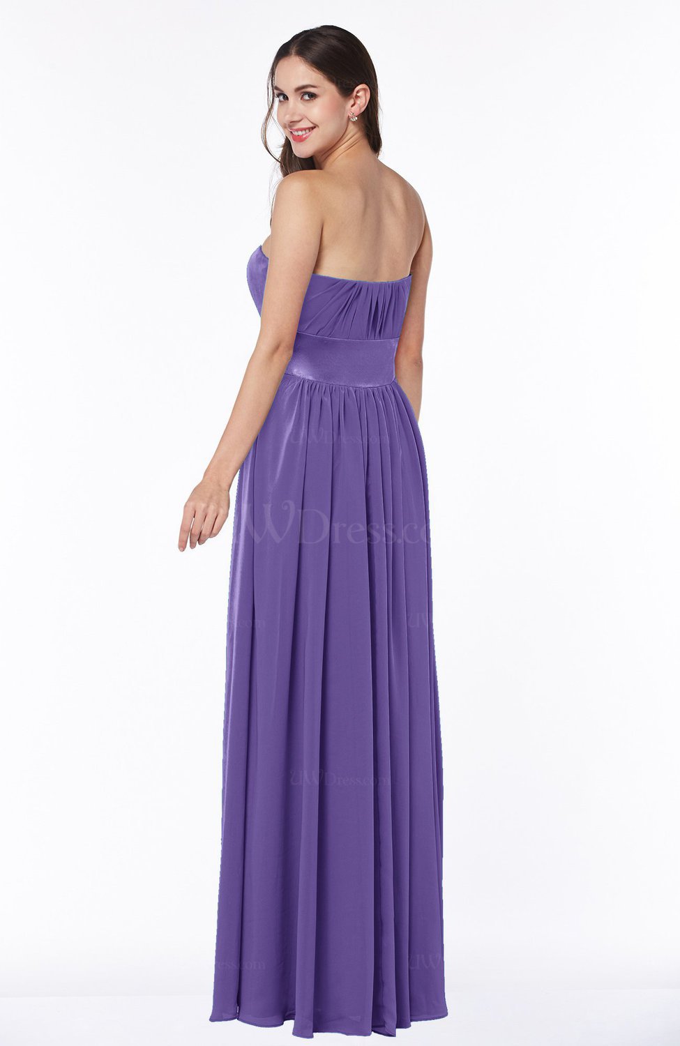 Lilac Traditional Strapless Sleeveless Chiffon Floor Length Sash Plus Size Bridesmaid Dresses 5855