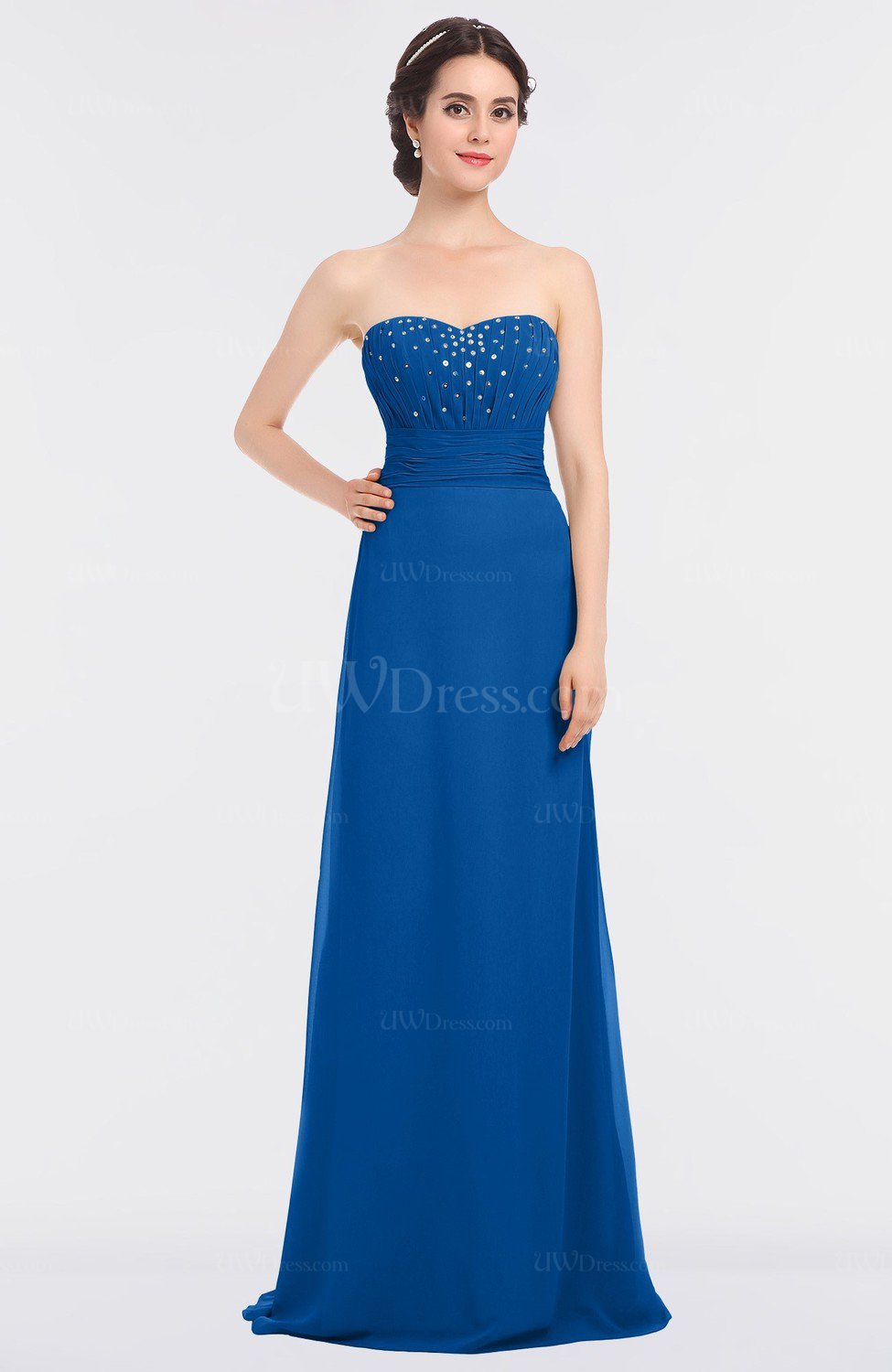 Royal Blue Mature Aline Sleeveless Zip up Appliques Bridesmaid Dresses