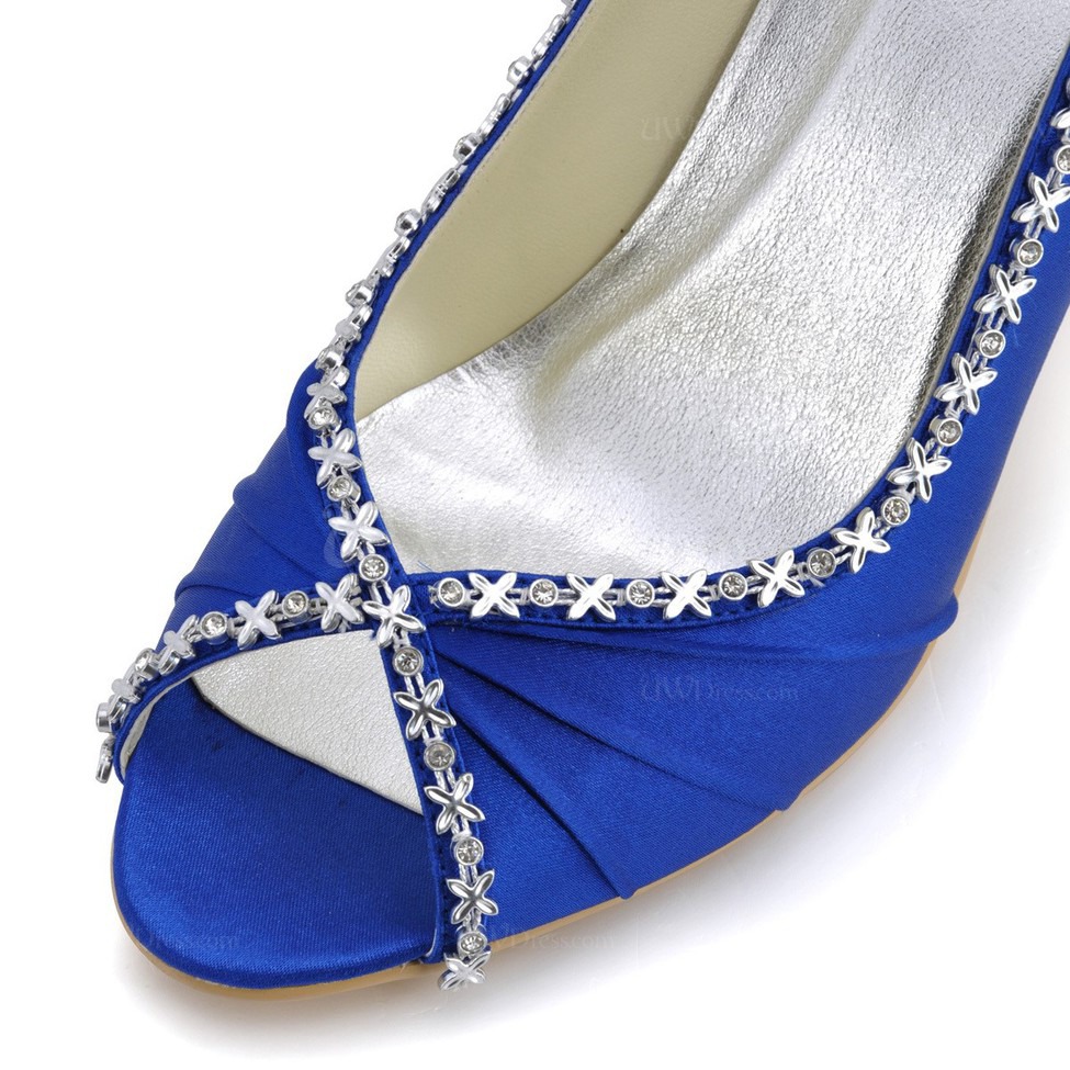 Royal Blue Dress Pumps/Heels Open Toe Kitten Heel Silk Like Satin Women