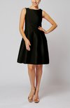 Modest Sleeveless Zipper Taffeta Knee Length Pleated Little Black Dresses