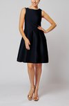 Modest Sleeveless Zipper Taffeta Knee Length Pleated Little Black Dresses
