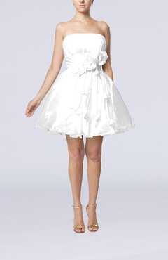 White Cinderella Sleeveless Backless Organza Mini Flower Homecoming Dresses