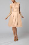 Elegant A-line Short Sleeve Taffeta Knee Length Pleated Bridesmaid Dresses