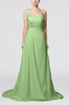 Romantic Outdoor One Shoulder Sleeveless Backless Chiffon Flower Bridal Gowns