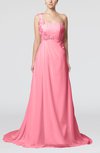 Romantic Outdoor One Shoulder Sleeveless Backless Chiffon Flower Bridal Gowns