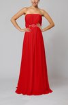 Romantic Column Strapless Chiffon Ruching Evening Dresses