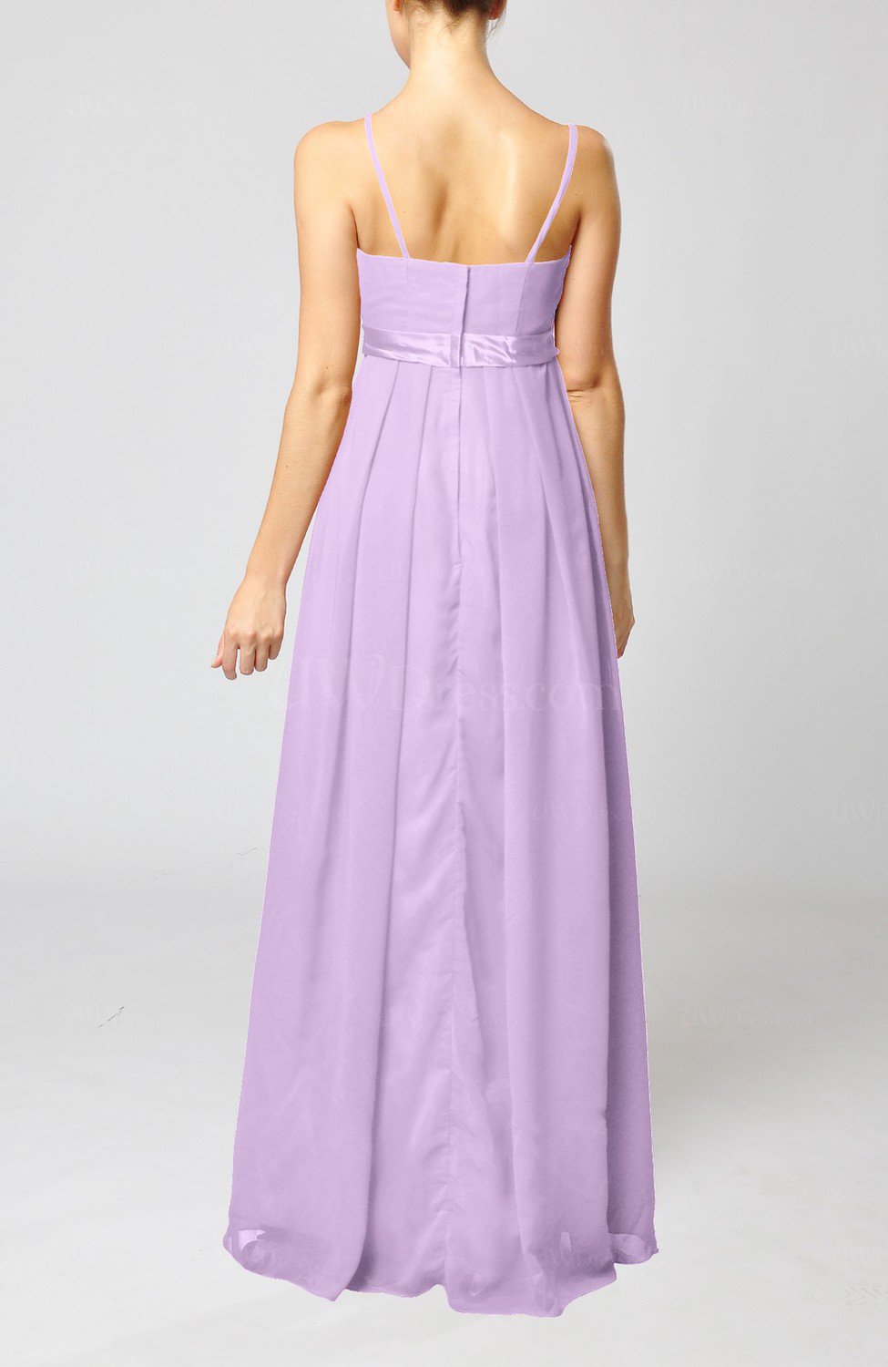Light Purple Elegant Sleeveless Chiffon Floor Length Ribbon Bridesmaid ...