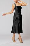 Elegant Column One Shoulder Sleeveless Tea Length Little Black Dresses