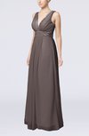 Plain V-neck Zip up Chiffon Sash Bridesmaid Dresses