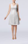 Mature A-line V-neck Knee Length Pleated Bridesmaid Dresses