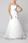 Sexy Outdoor Column Backless Organza Court Train Pleated Bridal Gowns