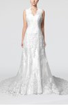 Gorgeous Outdoor Column Scalloped Edge Sleeveless Lace up Beaded Bridal Gowns
