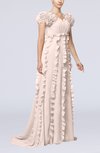 Elegant Empire Short Sleeve Zipper Chiffon Ruching Prom Dresses