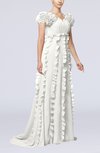 Elegant Empire Short Sleeve Zipper Chiffon Ruching Prom Dresses