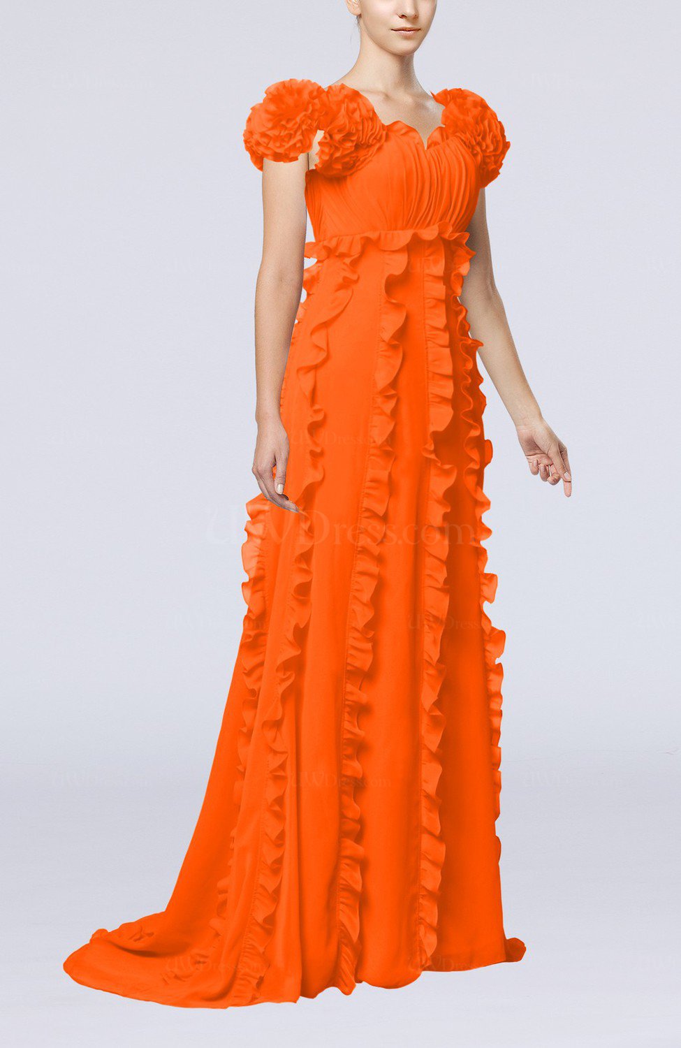 tangerine color special occasion dress