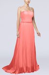 Casual Garden Strapless Zip up Chiffon Sweep Train Pleated Bridal Gowns