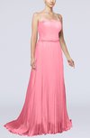 Casual Garden Strapless Zip up Chiffon Sweep Train Pleated Bridal Gowns