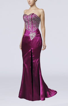 Purple Wine Gorgeous Column Sweetheart Sleeveless Lace up Split-Front Wedding Guest Dresses