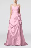 Fairytale Outdoor A-line Sleeveless Brush Train Pleated Bridal Gowns