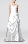 Fairytale Outdoor A-line Sleeveless Brush Train Pleated Bridal Gowns