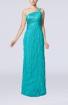 Glamorous Column One Shoulder Chiffon Beaded Evening Dresses