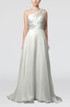 Romantic Asymmetric Neckline Sleeveless Chiffon Beaded Prom Dresses
