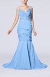 Sexy Mermaid V-neck Sleeveless Court Train Evening Dresses