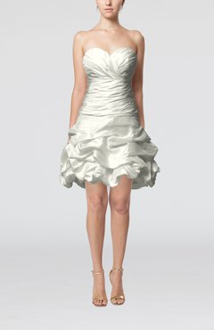 White Cute Hall A-line Sleeveless Taffeta Short Pick up Bridal Gowns