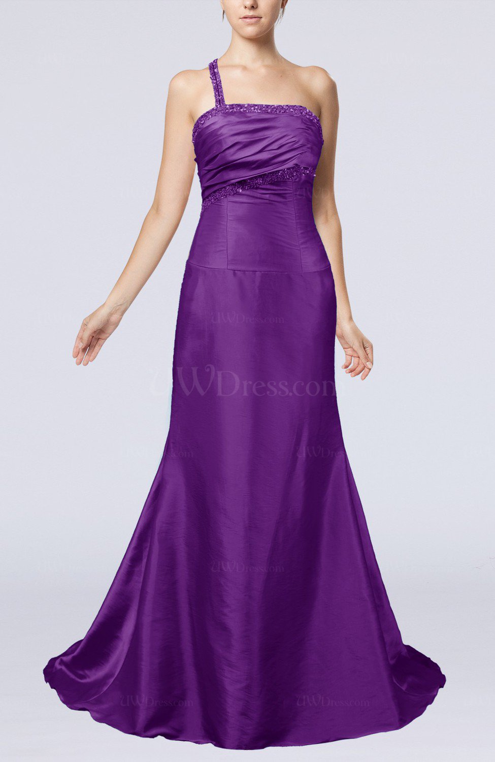 Dark Purple Elegant A-line Backless Taffeta Paillette Evening Dresses ...