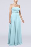 Plain Sleeveless Zip up Chiffon Floor Length Flower Evening Dresses