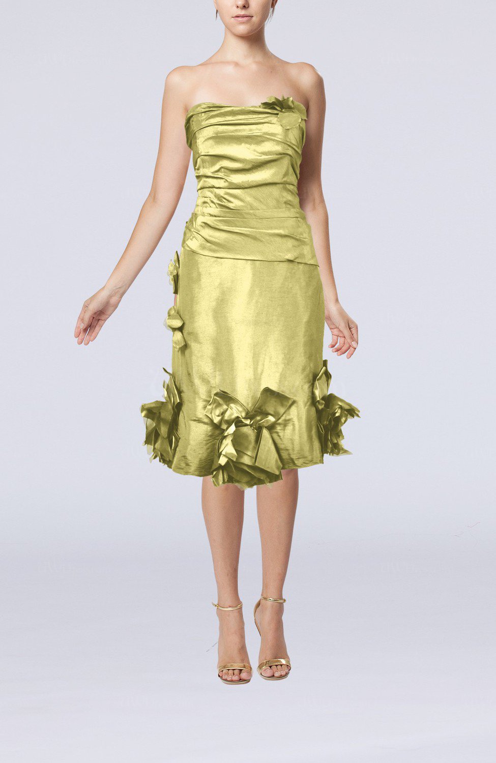 Light Yellow Elegant Sheath Sweetheart Zipper Taffeta Cocktail Dresses UWDress