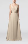 Plain V-neck Sleeveless Zip up Chiffon Floor Length Wedding Guest Dresses