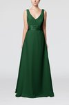 Plain V-neck Sleeveless Zip up Chiffon Floor Length Wedding Guest Dresses