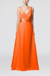 Plain V-neck Sleeveless Zip up Chiffon Floor Length Wedding Guest Dresses